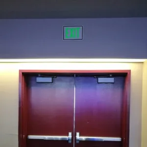 Exit sign installed at a community center in the U.S.