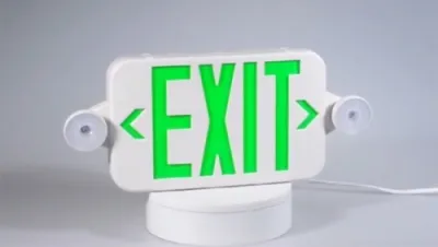 JLECE2GW Compact LED Exit Sign/Emergency Light Combo (Green Letters)