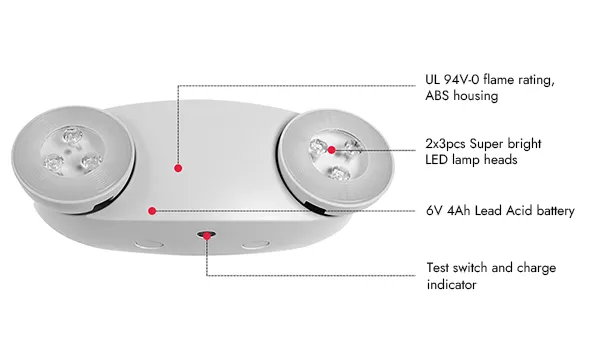 JLEU6 UL/cUL 650LM High Output Twin Head LED Emergency Light