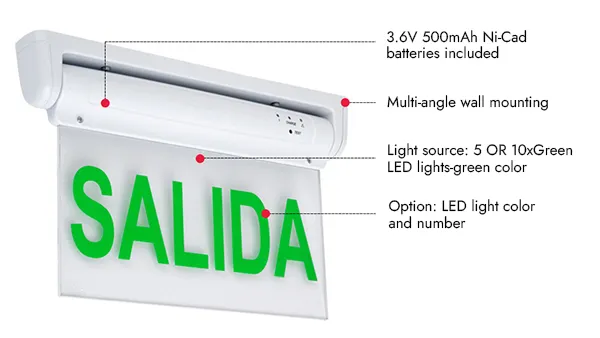 LE2912 Edge-Lit LED Exit Sign with ABS/Acrylic Panel (5 Green LEDs)