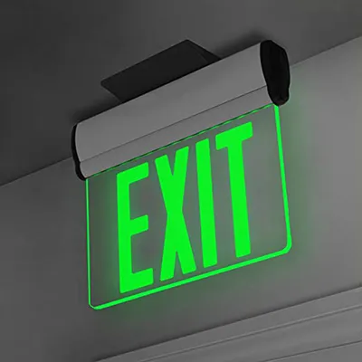 JELBEX Edge-Lit LED Exit Sign with Clear/Mirrored Acrylic Panel