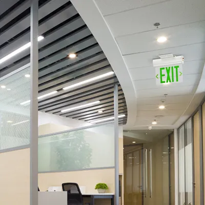 JELBEX Edge-Lit LED Exit Sign with Clear/Mirrored Acrylic Panel