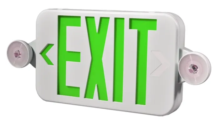 JLECE2GW/JLECE2RW Compact LED Exit Sign/Emergency Light Combo (Green/Red Letters)